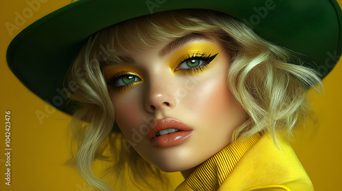 A portrait of a model with ...