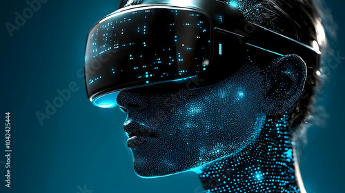 Futuristic figure wearing a...
