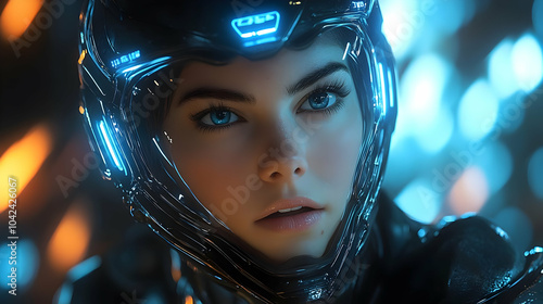 Futuristic portrait of a wo...