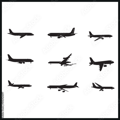 Airplane Black Silhouettes
