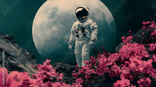 Astronaut standing among pi...