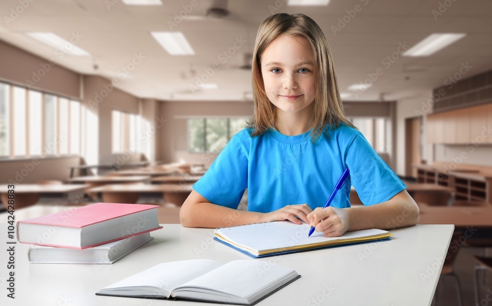 Child study in school library. School education Child study in school library. School education