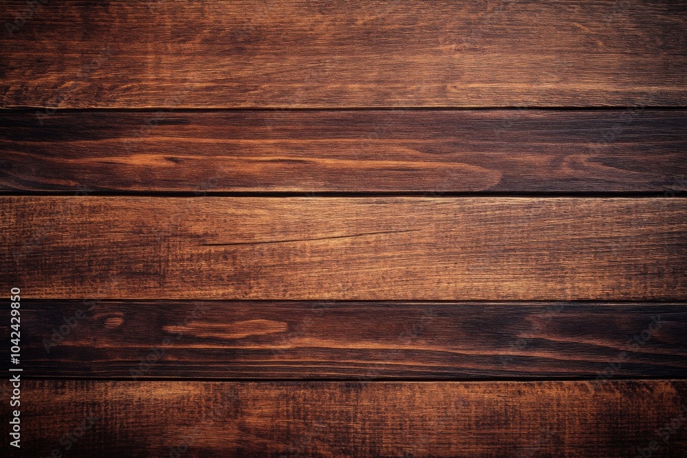 Naklejka premium Dark brown wooden texture surface with natural grain patterns, top view, ultra-realistic close-up for design and wallpaper.