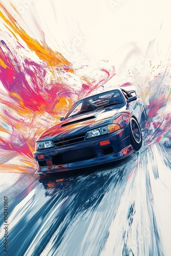 cool modern car drifting , Generative AI