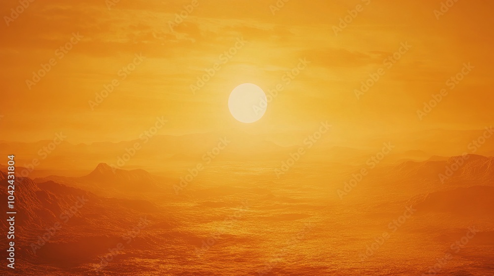Golden Sunset Over Desert Landscape Golden Sunset Over Desert Landscape