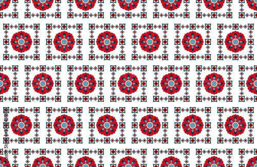 Wheel of Thai floral style Traditional Thai Textile Pattern, Silk Fabric Design
