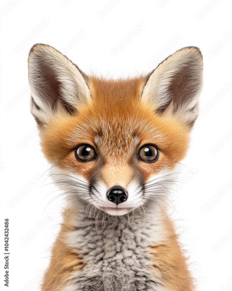 Mystic portrait of baby Swift Fox, copy space on right side, Headshot, Close-up View, isolated on white background Mystic portrait of baby Swift Fox, copy space on right side, Headshot, Close-up View, isolated on white background