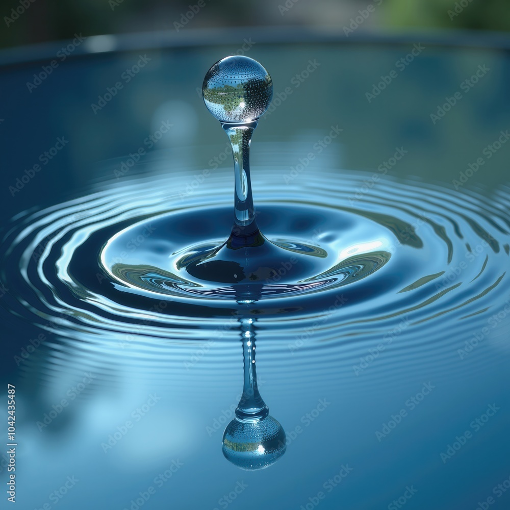A captivating close up of a water droplet creating ripples, symbolizing clarity and tranquility in nature, perfect for wellness, nature, or environmental projects. A captivating close up of a water droplet creating ripples, symbolizing clarity and tranquility in nature, perfect for wellness, nature, or environmental projects.