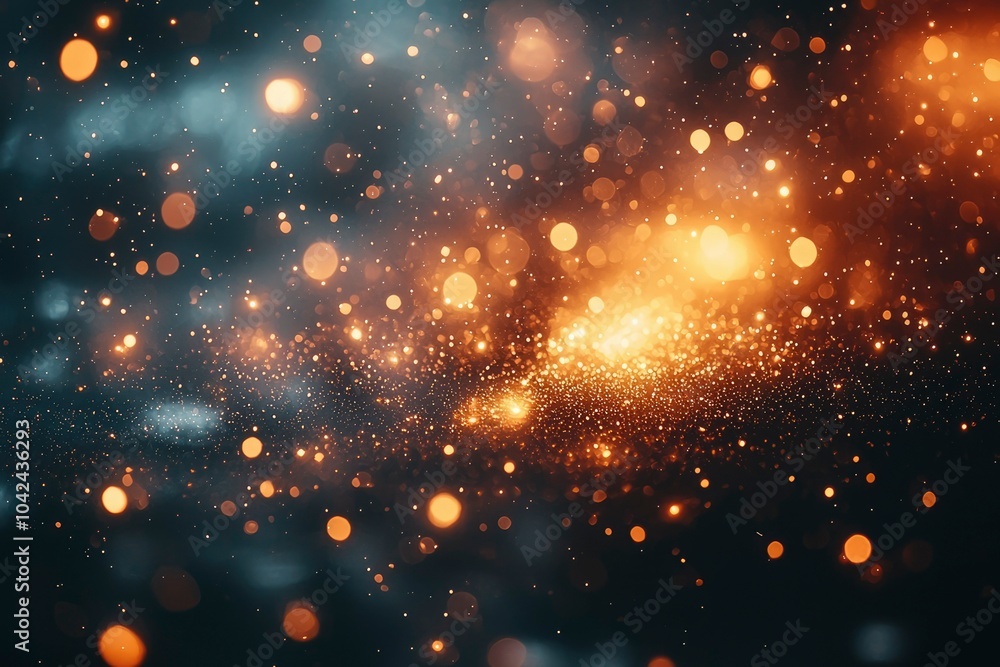 Fototapeta premium Abstract Background with Golden and Blue Bokeh Lights