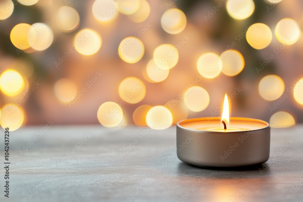 A candle is lit on a table with a blurry background A candle is lit on a table with a blurry background