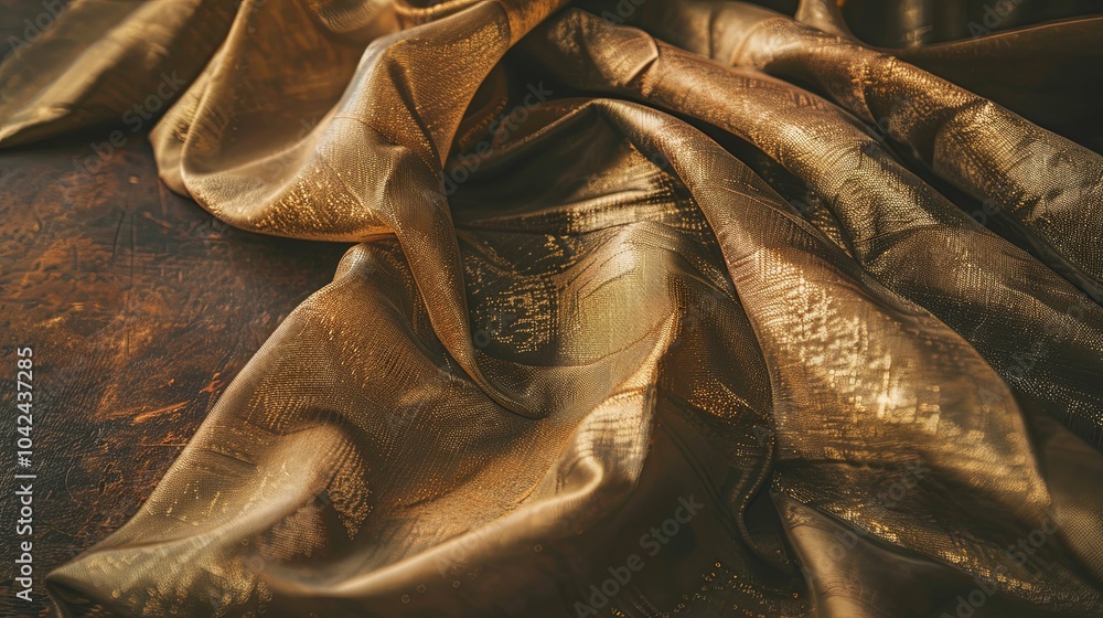 Close-up of a gold fabric with a soft, draped texture. The fabric is smooth and luxurious with a subtle sheen. Close-up of a gold fabric with a soft, draped texture. The fabric is smooth and luxurious with a subtle sheen.