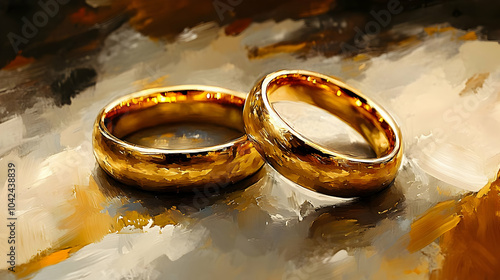 Two golden wedding rings on...