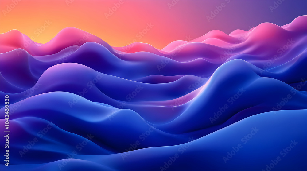 Obraz premium Abstract waves in vibrant colors create a serene landscape effect.