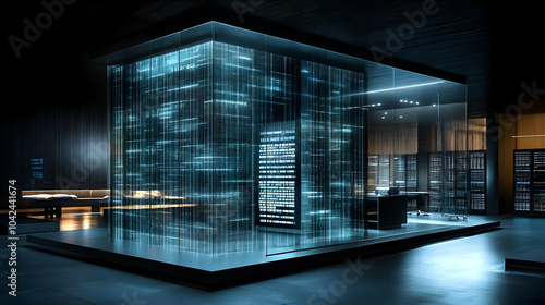 Futuristic data center with...