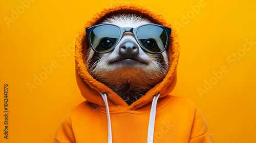 A sloth wearing sunglasses ...