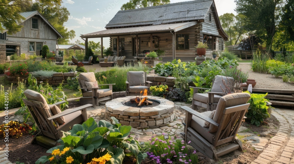Cozy Rustic Cabin Backyard with Fire Pit Cozy Rustic Cabin Backyard with Fire Pit