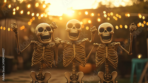 Three cheerful skeletons ce...