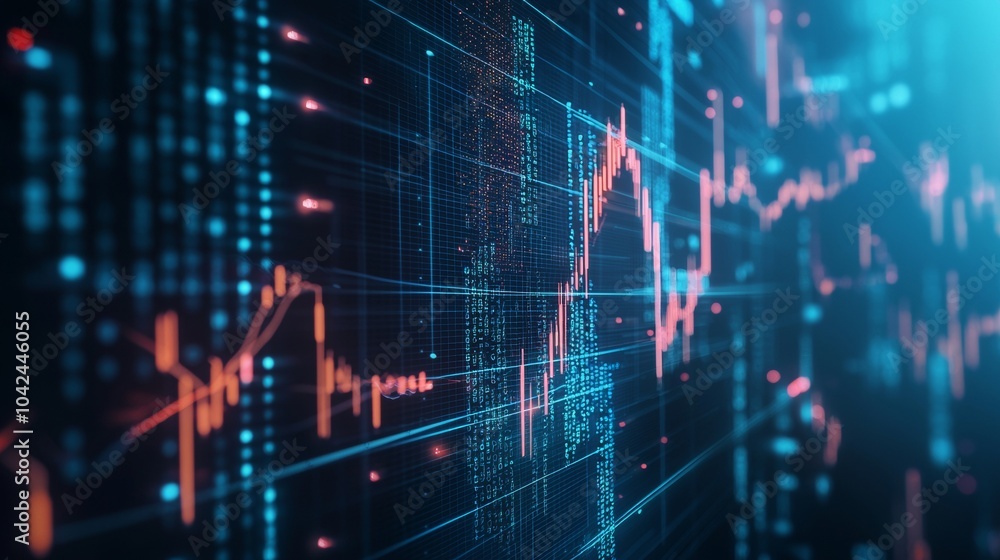 Abstract data visualization with graphs and glowing lines Abstract data visualization with graphs and glowing lines
