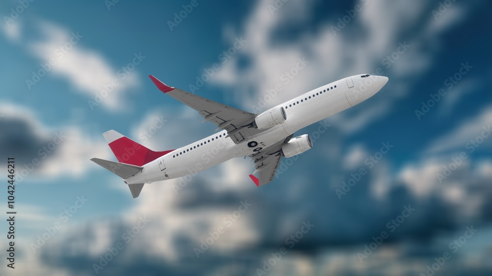 Obraz premium Jet plane landing in sky at an airport