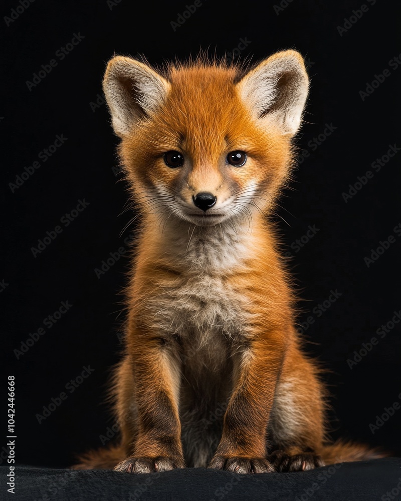 the baby Dhole portrait view, white copy space on right, Isolated on black Background the baby Dhole portrait view, white copy space on right, Isolated on black Background