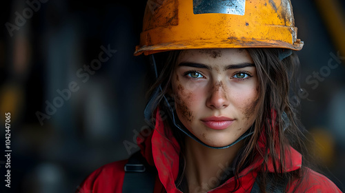A young worker in a helmet ...