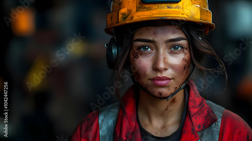 A worker in a helmet and di...