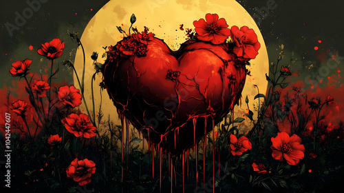 A cracked heart surrounded ...