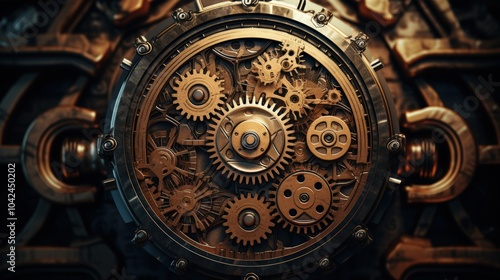 Steampunk style background with gears and cogs forming the shape of an abstract human brain