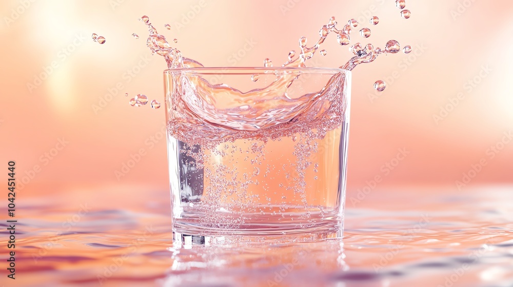 3D cartoon water being poured from a glass, splashing playfully, water splash, fun and lively 3D cartoon water being poured from a glass, splashing playfully, water splash, fun and lively