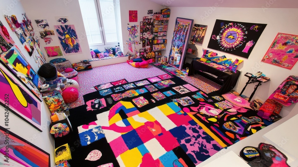 Naklejka premium Vibrant Art Studio Filled with Colorful Decor