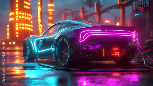 Futuristic car illuminated ...