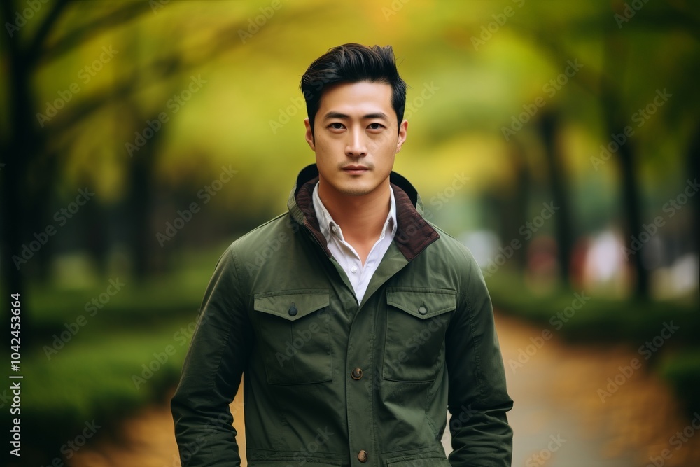 Portrait of a handsome young asian man outdoor in the park Portrait of a handsome young asian man outdoor in the park