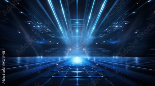 Wallpaper Mural The stage is lit with blue lights and light beams on the dark background Torontodigital.ca