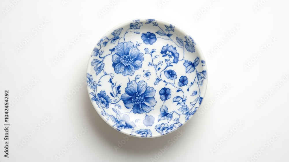 Blue Flower Plate on White Background Blue Flower Plate on White Background