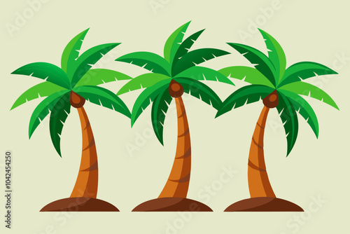  Beautiful coconut trees vector art illustration 
