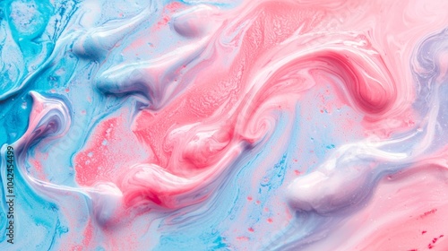 Abstract pastel swirls of pink and blue paint