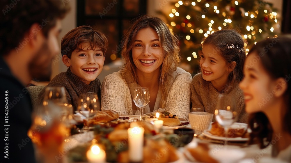 En la Navidad familiar los niños posan sonriente ante las cámaras y en la cena de Navidad bajo las luces del arbolito. En la Navidad familiar los niños posan sonriente ante las cámaras y en la cena de Navidad bajo las luces del arbolito.