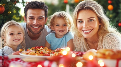 En la Navidad familiar los niños posan sonriente ante las cámaras y en la cena de Navidad bajo las luces del arbolito.