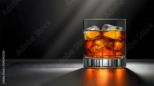 A glass of whiskey with ice...