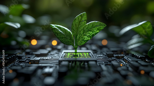 A green plant emerges from ...