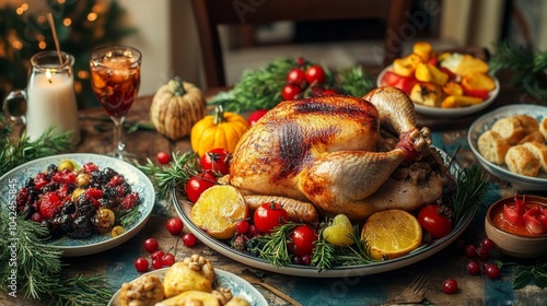 Cenas navideñas familiares,  festividad entre familiares y amigos en una época maravillosa del año que es la Navidad.. photo