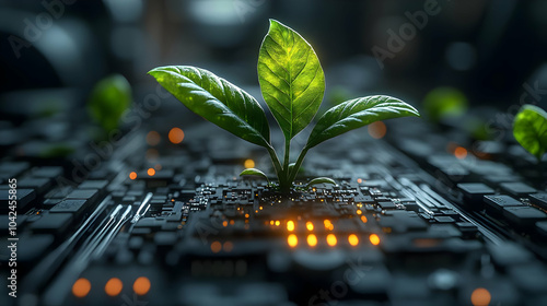 A plant growing from a circ...