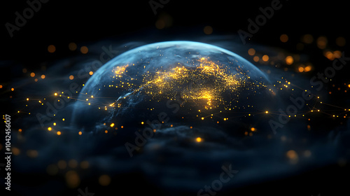 A glowing Earth surrounded ...