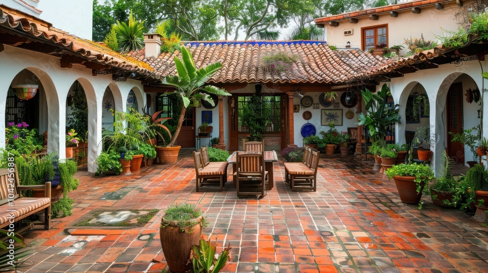 Obraz premium Spanish Colonial Courtyard