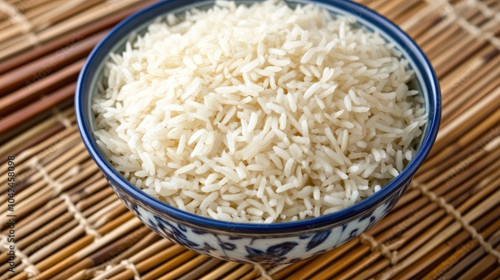 Fresh Uncooked White Rice in Decorative Bowl Fresh Uncooked White Rice in Decorative Bowl