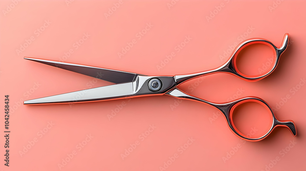 Sharp Metal Scissors on Pink Background Sharp Metal Scissors on Pink Background