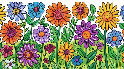 Colorful Flower Garden Illustration