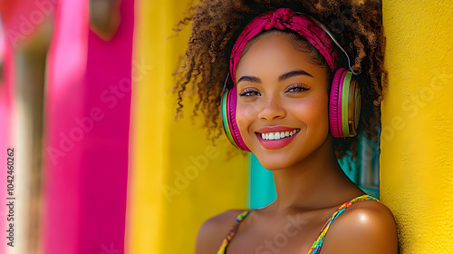 Young woman smiling with he...