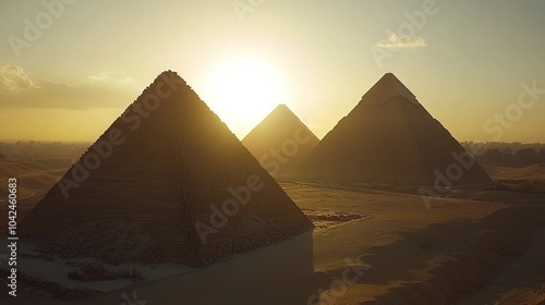 Majestic Pyramids Under Beautiful Sunset Light