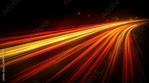 Bright Light Trails on Black Background at Night